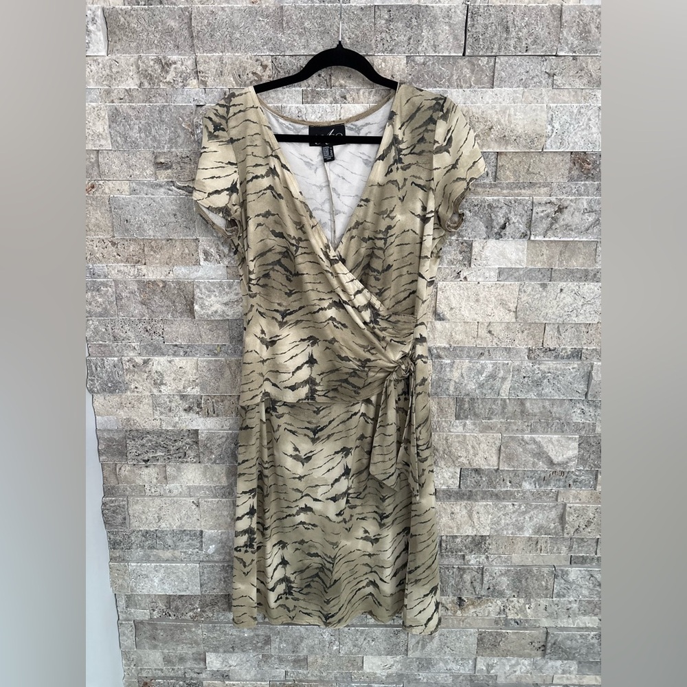 Timeless Zebra Animal Print Algo Beige and Black Patterned Dress